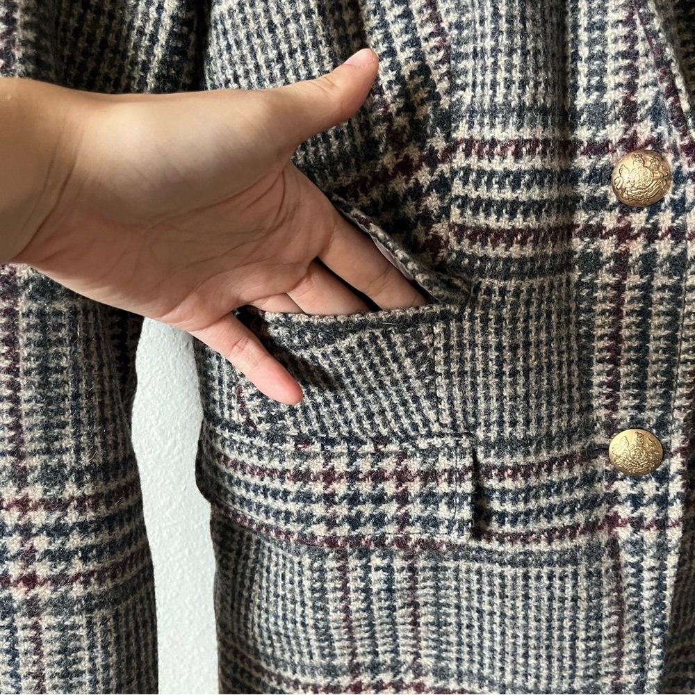 J. Crew Plaid Blazer Cream Black Schoolgirl Preppy Casual Formal Academi… - Picture 6 of 9